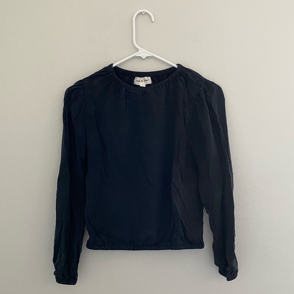 Cloth & Stone Black Cap Long Sleeve Blouse - Picture 1 of 7